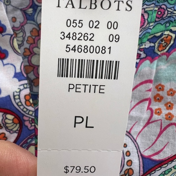 TALBOTS Floral Paisley 3/4 Sleeve  V Neck Tunic Top Women’s Large Petite NWT - Picture 5 of 12